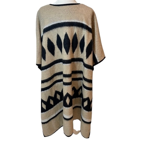 LUCKY BRAND Wool Aztec Tan & Black Ponco, NWT, O/S - Picture 3 of 11